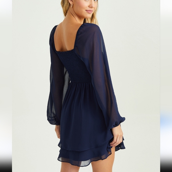 Lori Mini Babydoll Dress Altar'd State SZ.Med NWT Navy Blue - Picture 2 of 7